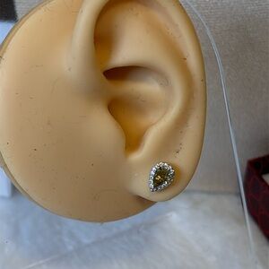 ✨ NEW Natural Yellow Tourmaline & White Topaz Stud Earrings S925 Sterling Silver